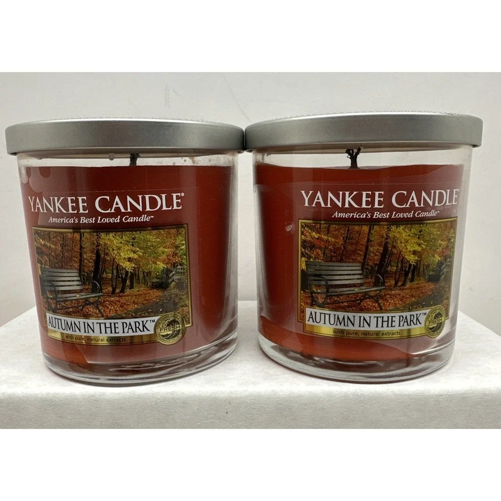 Yankee Candle Retired Autumn in The Park 7oz Tumbler Lot of 2  Fall (SEE PHOTOS)